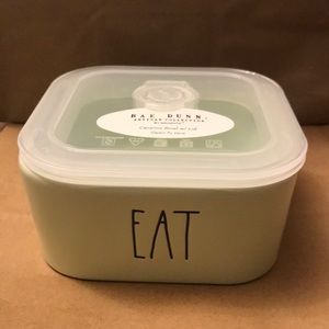 Rae Dunn EAT green ceramic Bowl with Vented Lid